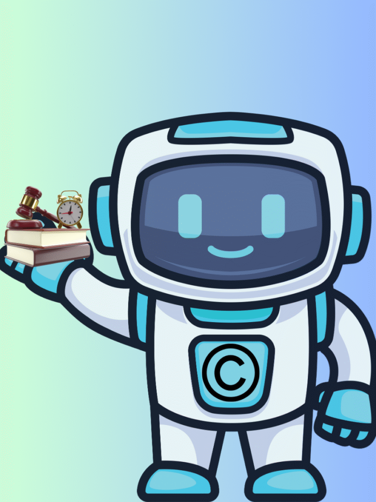 The picture depicts Copyright law v AI.