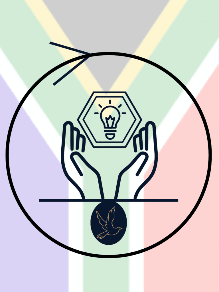 Visual representation of South Africa IP evolution with hands holding a lightbulb symbol over the South African flag, reflecting innovation and protection.
