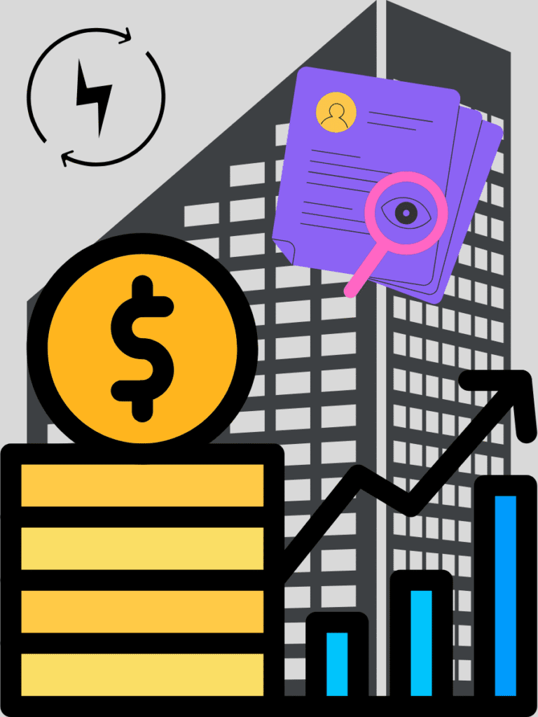 Modern office building in Brazil with economic growth icons symbolizing the importance of filing a trademark application in Brazil.