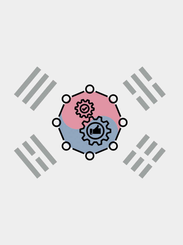 The picture depicts the South Korea flag and shows the Korea's IP Laws evolution.
