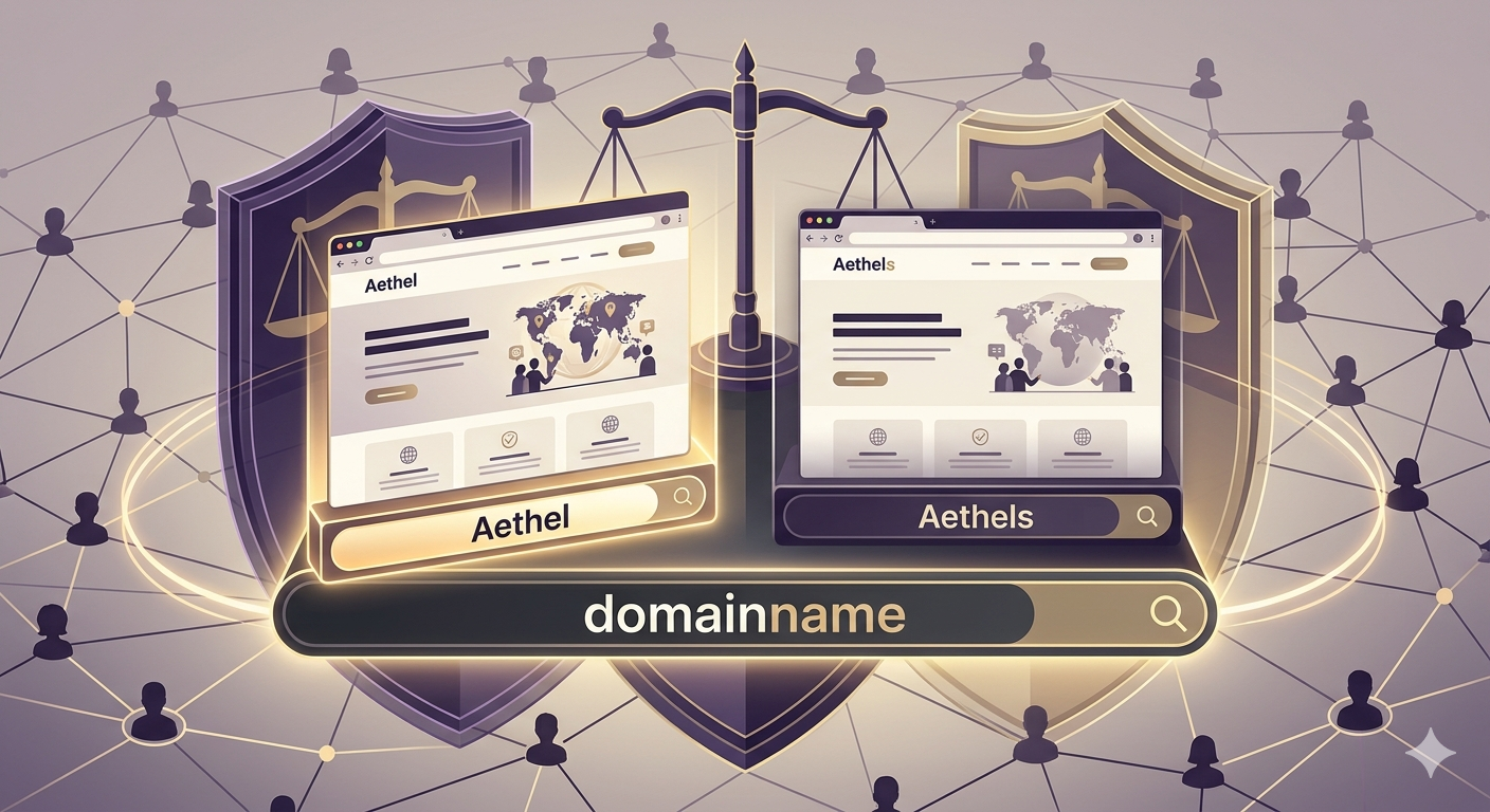 Illustration depicting cybersquatting domain names passing off dispute highlighting transborder reputation and domain names trademark protection in digital intellectual property law.