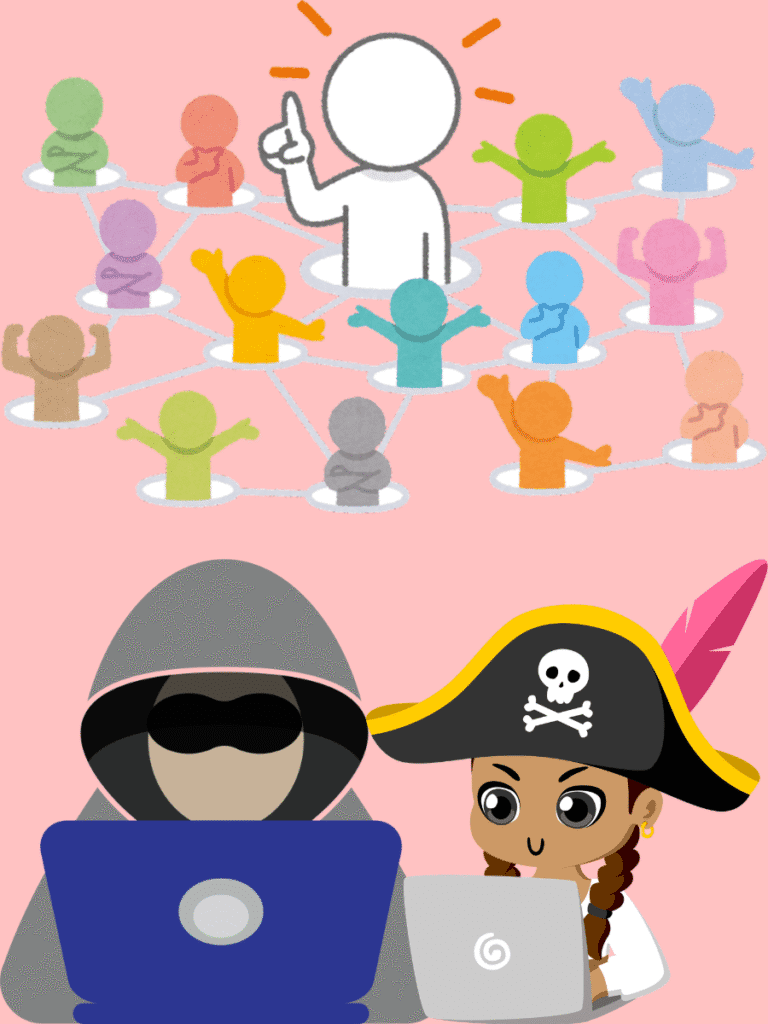 Illustration of anonymous digital user silhouette pierced by legal scales symbolizing court ordered disclosure of identity in online copyright infringement cases