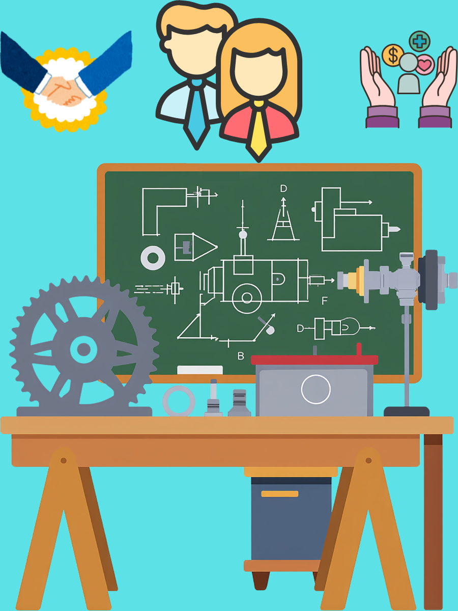 Technical blueprint of industrial machinery transforming into manufactured equipment symbolizing legal boundary between copyright and design protection in India