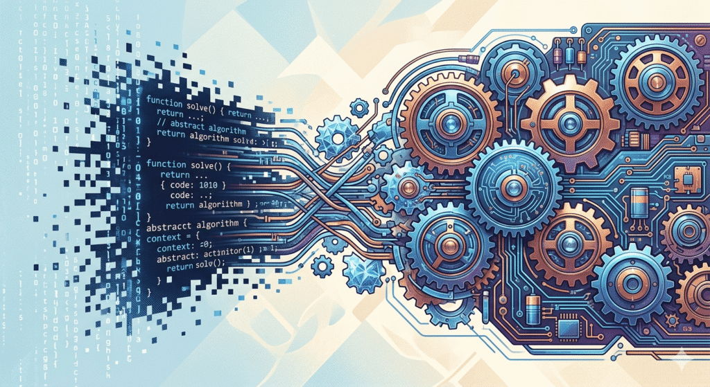 Illustration of software code transforming into a patent document symbolizing technical effect requirement for patentability of computer-related inventions under Indian law.