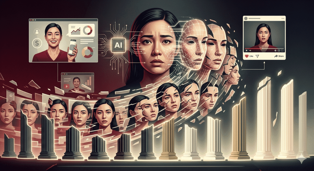 Conceptual illustration of a human face being digitally replicated by artificial intelligence symbolizing deepfake misuse and emerging personality rights protection under Indian law.